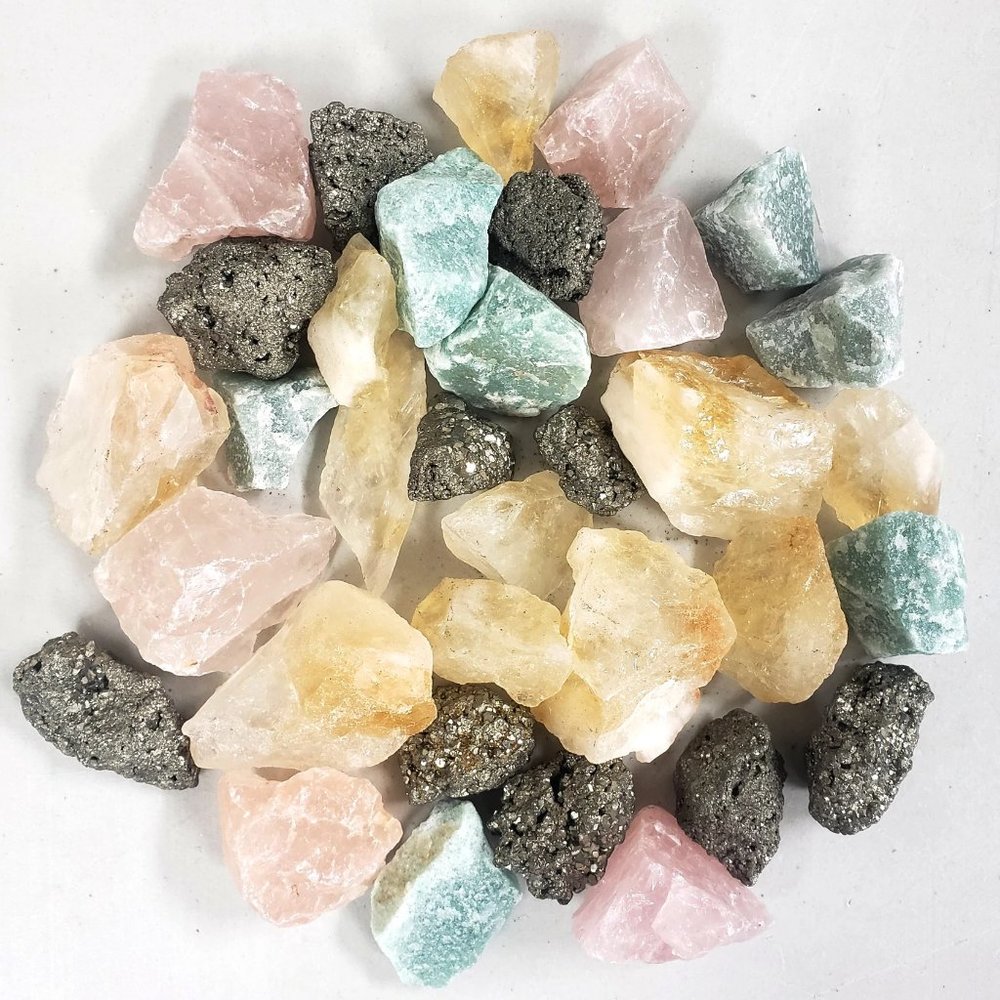 Love & Abundance Crystal Mix Citrine Pyrite Green Aventurine Rose Quartz